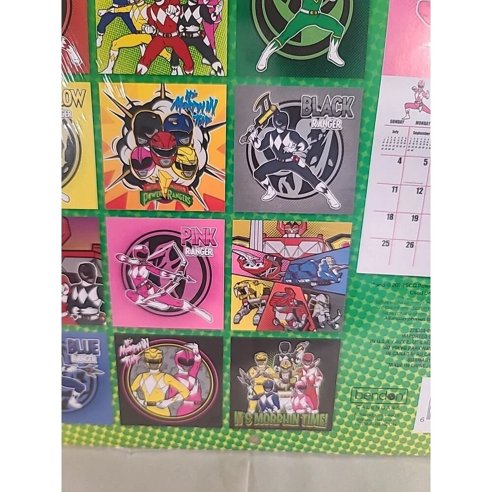 NOS Sealed 2019 Mighty Morphin POWER RANGERS 12 Month Wall Calendar 10